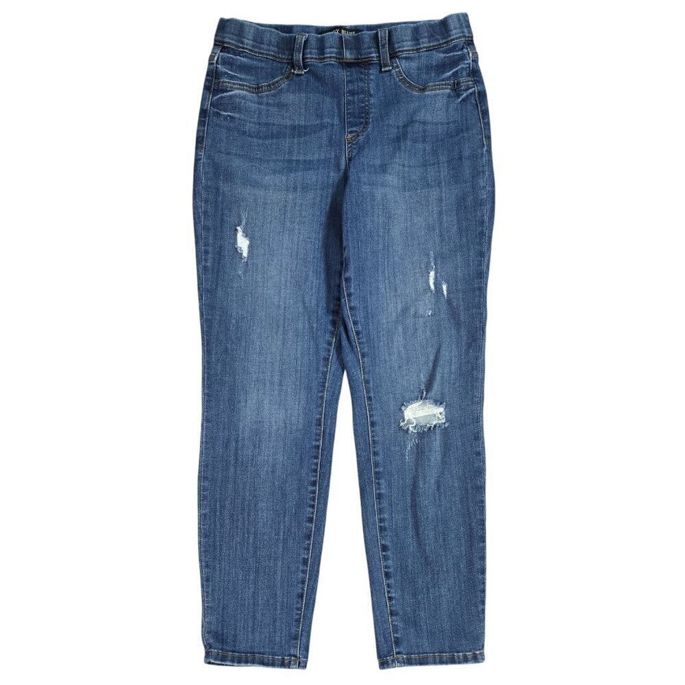 Judy Blue Worland Medium Wash Pull On Distressed Boyfriend Crop Jeans JB88369DK